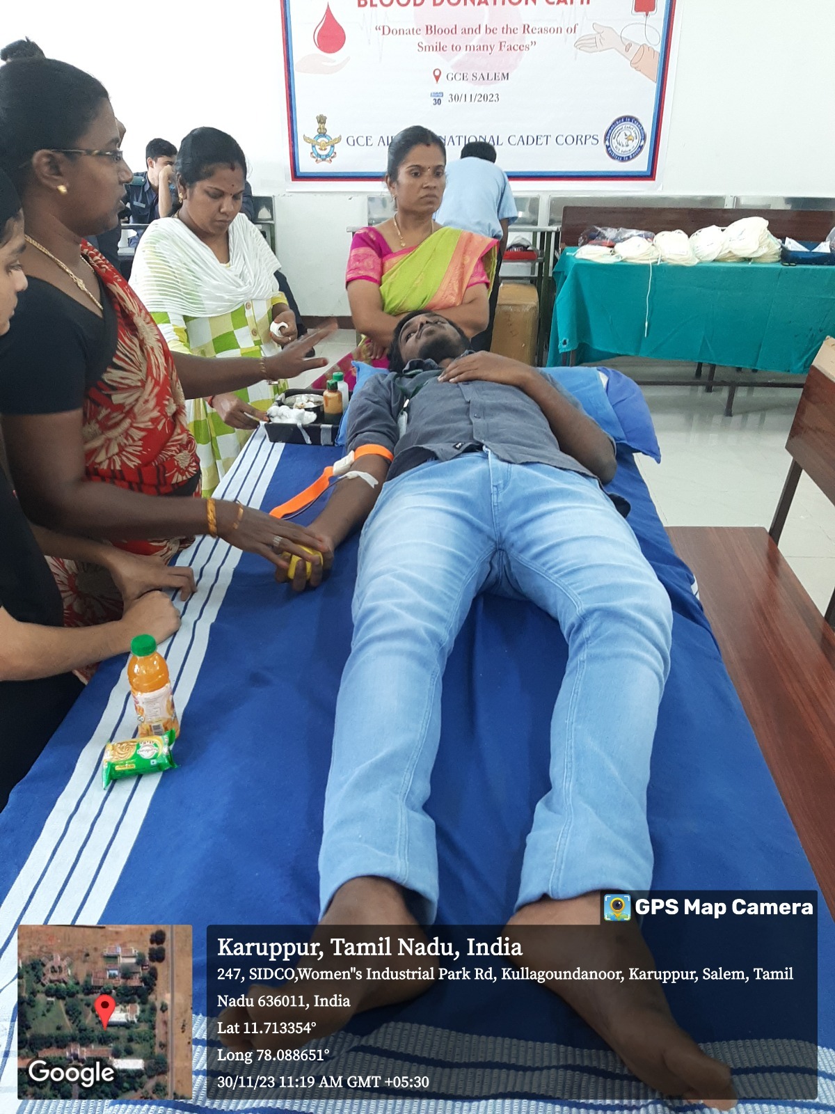 GCE salem and GMKMC college jointly organized a Special Blood Donation Camp at the GCE campus on 30.11.2023