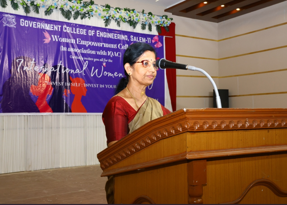 “Health and Lifestyle of Women” at GCE, Salem, on 07.03.2025. Resource Persons: Dr. Ankitha Manohar, M.B.B.S, M.D,M.B.A Consultant Obstetrician and Gynaecologist at RPS Hospital, Salem & Dr. G. Vimala Rosaline, Former Principal of the college.