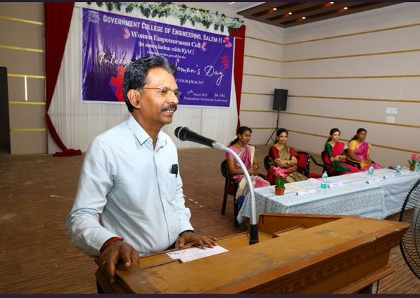 “Health and Lifestyle of Women” at GCE, Salem, on 07.03.2025. Resource Persons: Dr. Ankitha Manohar, M.B.B.S, M.D,M.B.A Consultant Obstetrician and Gynaecologist at RPS Hospital, Salem & Dr. G. Vimala Rosaline, Former Principal of the college.
