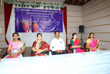 “Health and Lifestyle of Women” at GCE, Salem, on 07.03.2025. Resource Persons: Dr. Ankitha Manohar, M.B.B.S, M.D,M.B.A Consultant Obstetrician and Gynaecologist at RPS Hospital, Salem & Dr. G. Vimala Rosaline, Former Principal of the college.